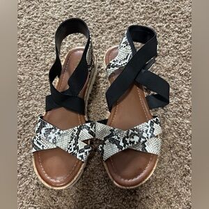 Women's Snakeskin and Black Sandals